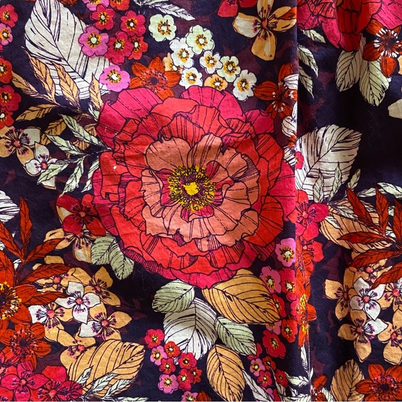 SOLD Garnet Hill floral cotton midi dress V neck fit and flare 10P 10 Petite - Picture 5 of 9